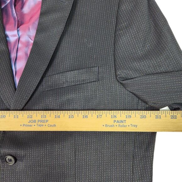 Ted Baker Blazer Mens 40R Black Muted Stripe Endurance 100% Wool 2 Button Coat - Picture 9 of 14